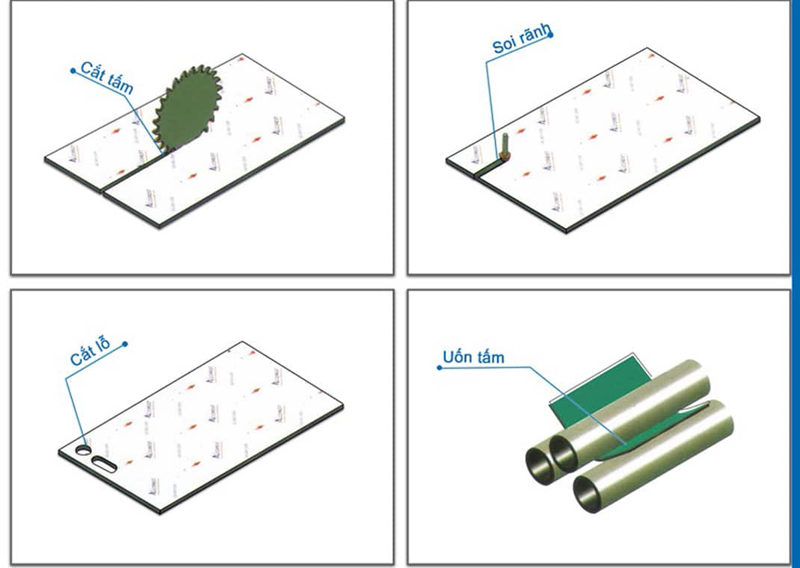 cắt xử lý tấm alu để thi công