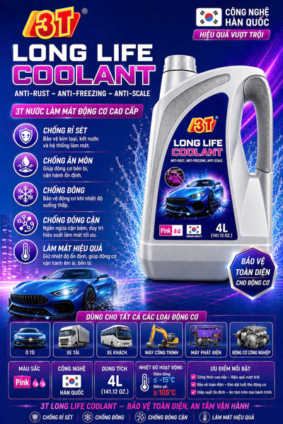 Nước làm mát ô tô xe máy 3t chính hãng